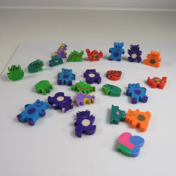Easter Egg Filler: Small Erasers (24 items) Bears, Frogs & Dinosaurs etc. - Picture 2 of 4